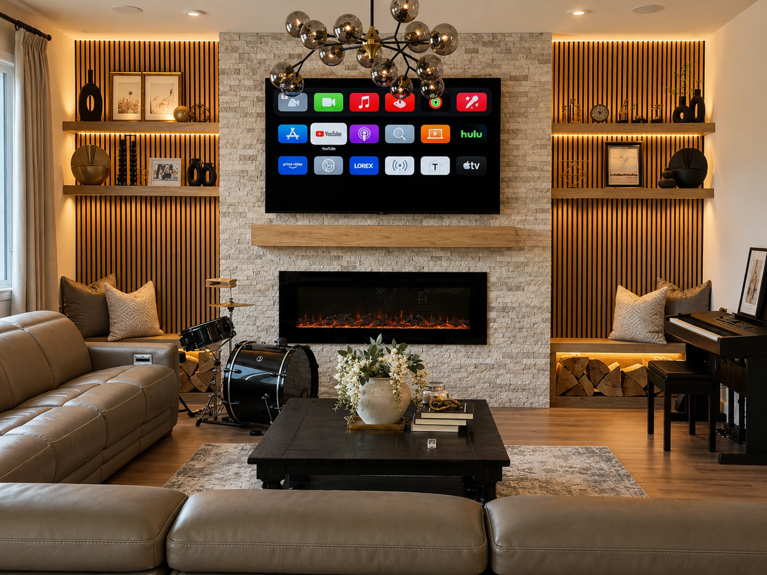 Modern studio living room and finish-work project preview